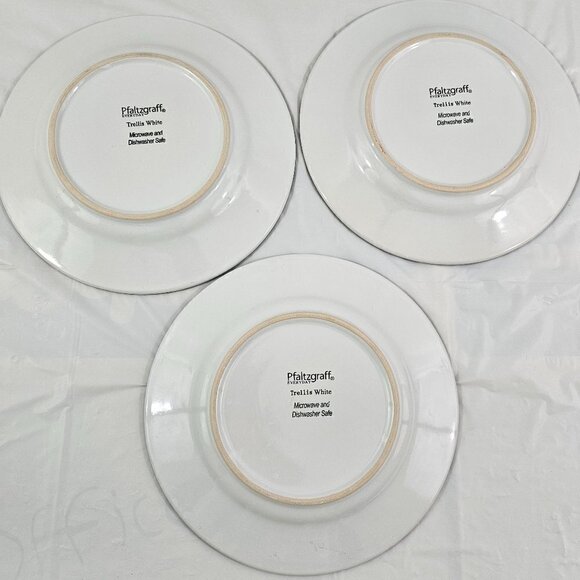 Pfaltzgraff Trellis White 8” Stoneware Salad Luncheon Plates – Set of 3 - Picture 5 of 10